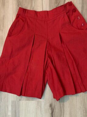 College town brick red pleated short skirt